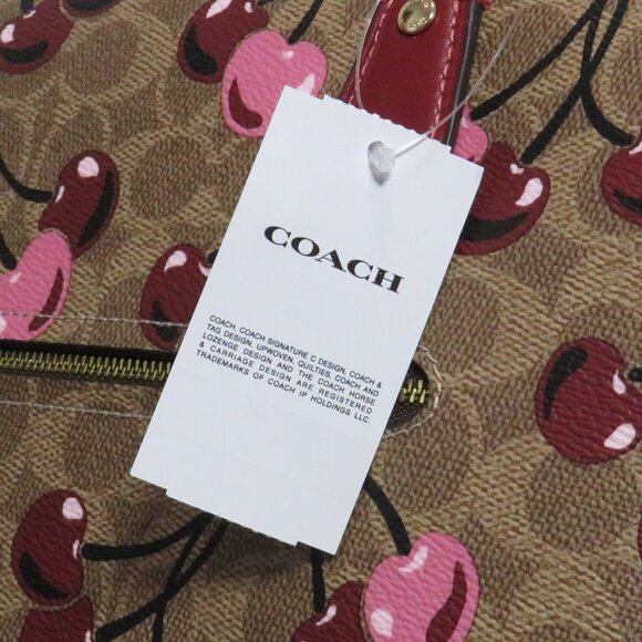 Coach Gallery Tote in Signature Canvas with Cherry Print (Tan) - Picture 6 of 6
